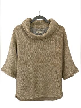 J. Crew Taupe Herringbone Cowl-Neck Pullover - S